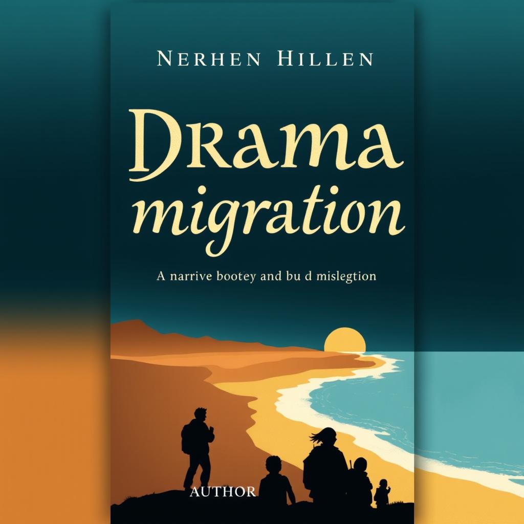 An evocative book cover design for a narrative exploring themes of drama and migration