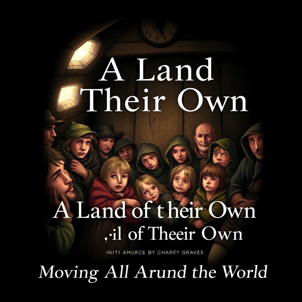 An illustrated book cover depicting 19th-century Irish immigrants inside a dimly lit wooden ship