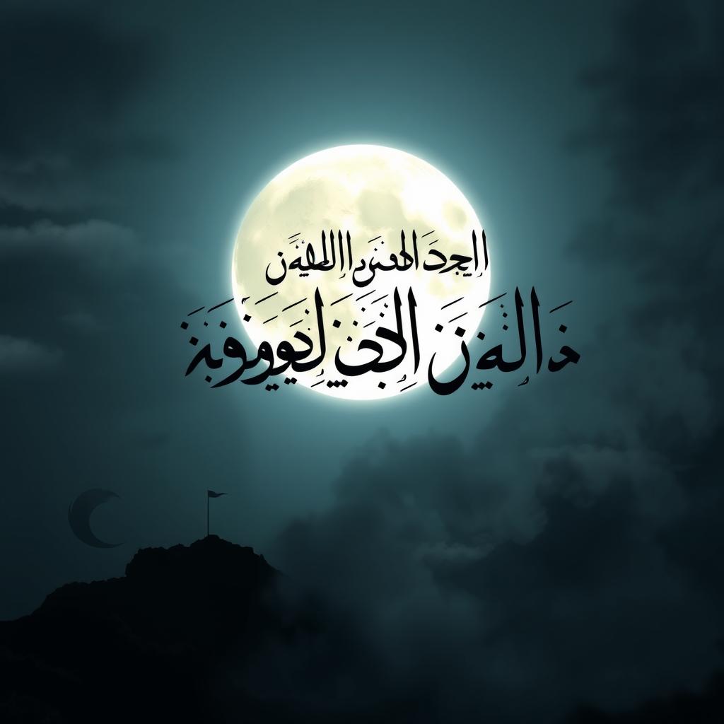 A beautiful Arabic calligraphy artwork featuring the text (انا انزالناه فی لیله القدر) in an elegant and intricate script