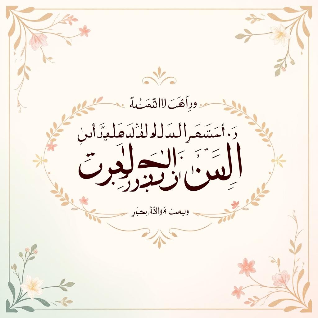 An artistic design featuring the Arabic prayer: وَقُلْ رَبِّي ارْحَمْهُمَا كَمَا رَبَّيَانِي صَغِيرًا in elegant calligraphy, beautifully integrated into a serene background