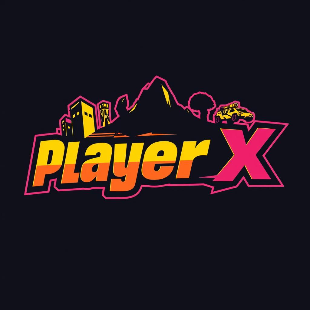A modern logo design tailored specifically for social media, incorporating the name 'PlayerX' with a strong gaming theme