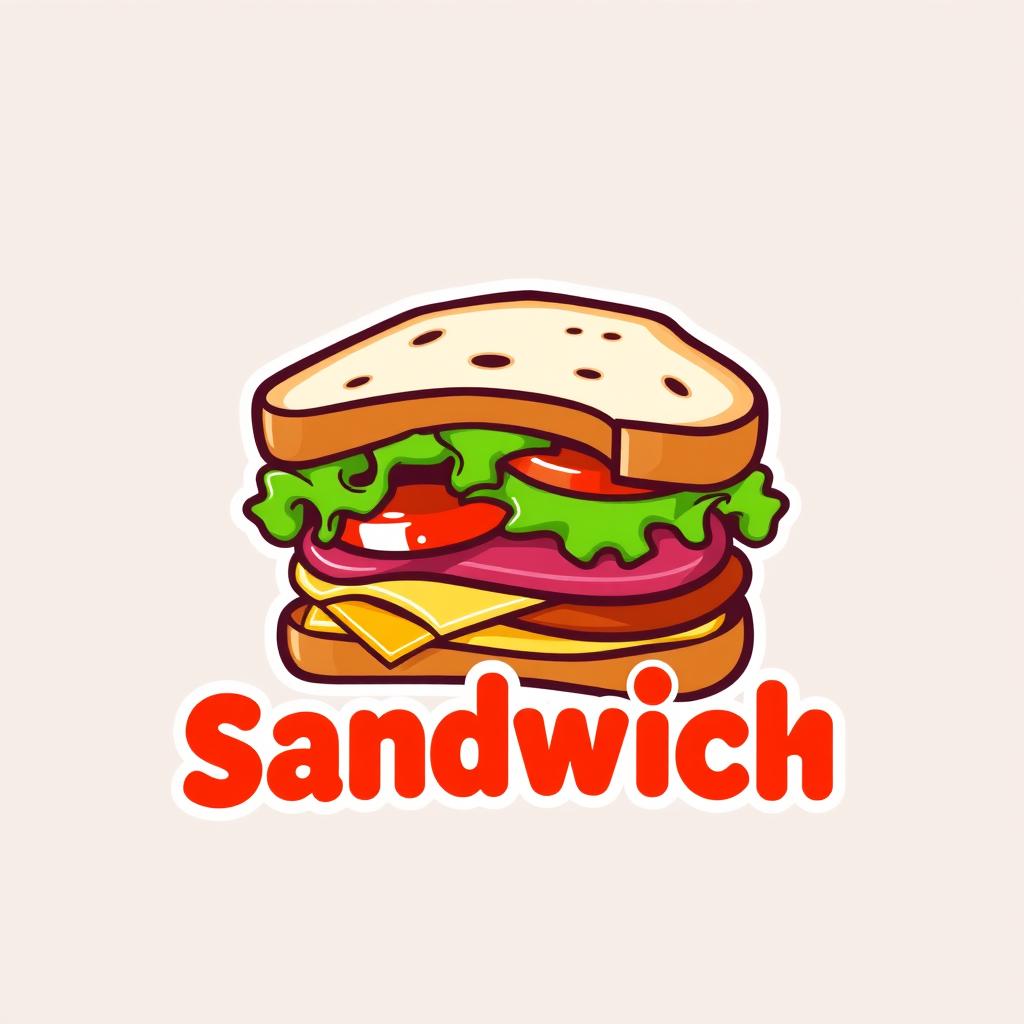 A creative logo design featuring a bitten sandwich, showcasing layers of fresh ingredients like lettuce, tomato, cheese, and meat