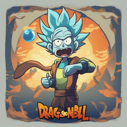 A high-quality digital art image depicting Rick Sanchez from Rick and Morty as a Dragonball character