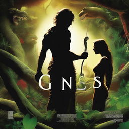 A high-quality digital art movie poster showcasing the Garden of Eden