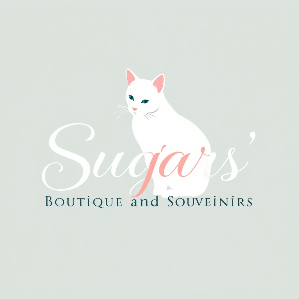 A stylish logo for an event planning business featuring a white cat elegantly positioned in the center
