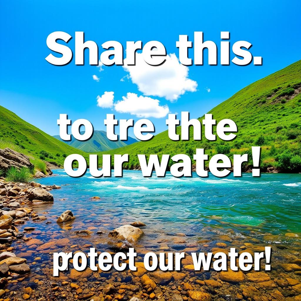 A visually striking photograph of a pristine watershed, showcasing clear blue water flowing between lush green hills and vibrant vegetation