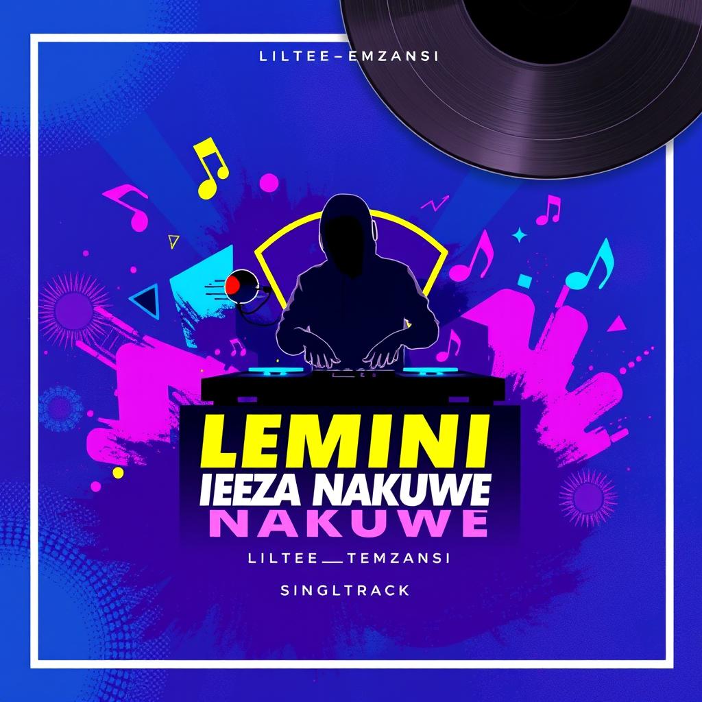 An artistic cover for a single track titled 'Lemini Iyeza Nakuwe' by LilTee_Emzansi, featuring vibrant colors and abstract patterns that reflect a lively, energetic vibe