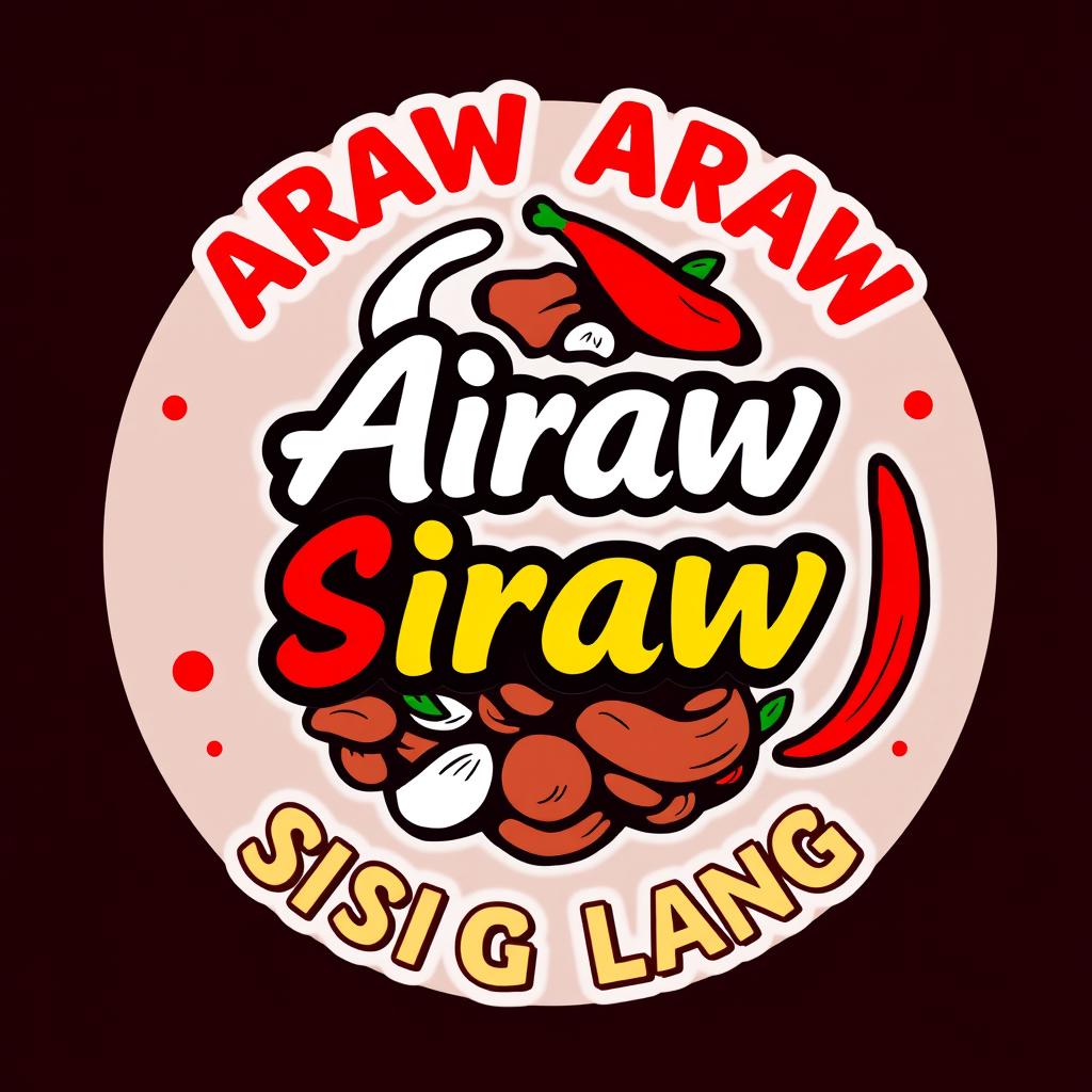 A stylized logo for a restaurant named "Araw Araw Sisig Lang" featuring Kanto-style sisig