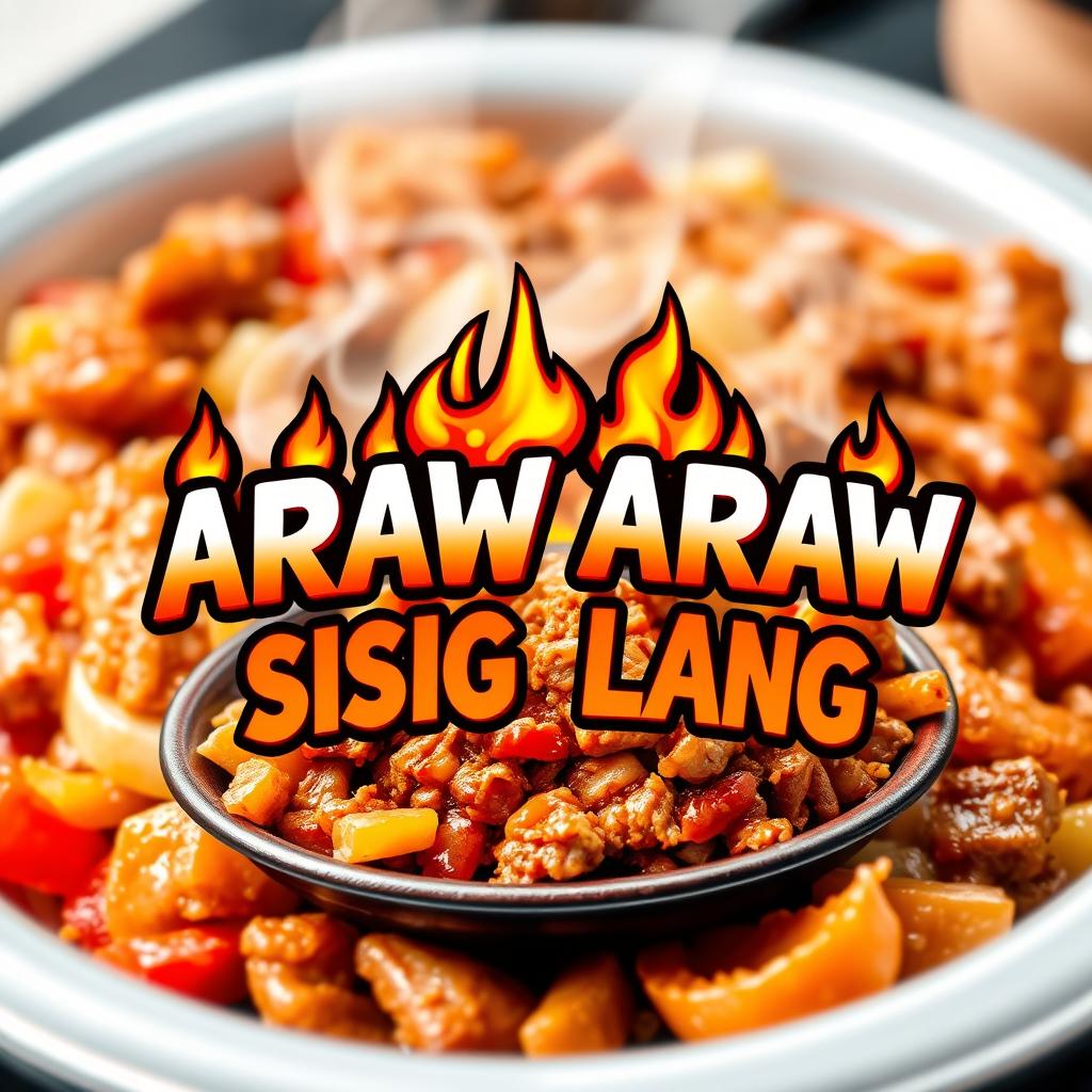 A vibrant logo design that features the name 'ARAW ARAW SISIG LANG' boldly displayed