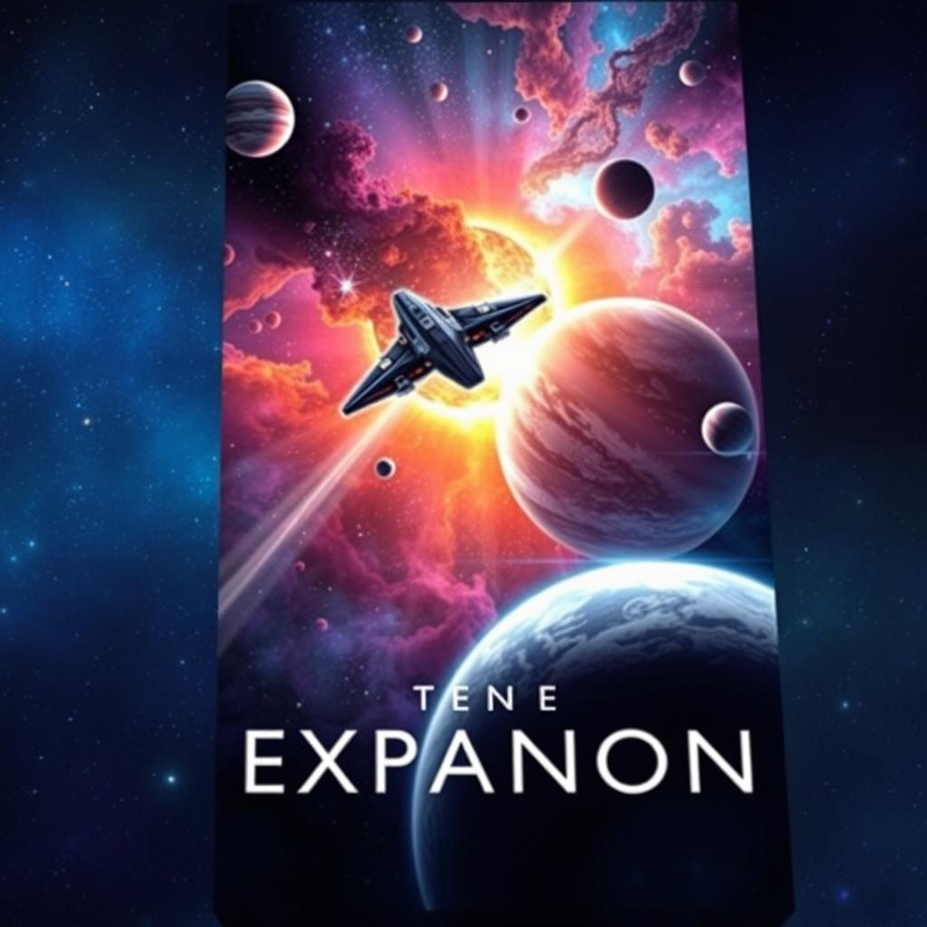 A captivating sci-fi book cover design featuring a stunning space exploration scene