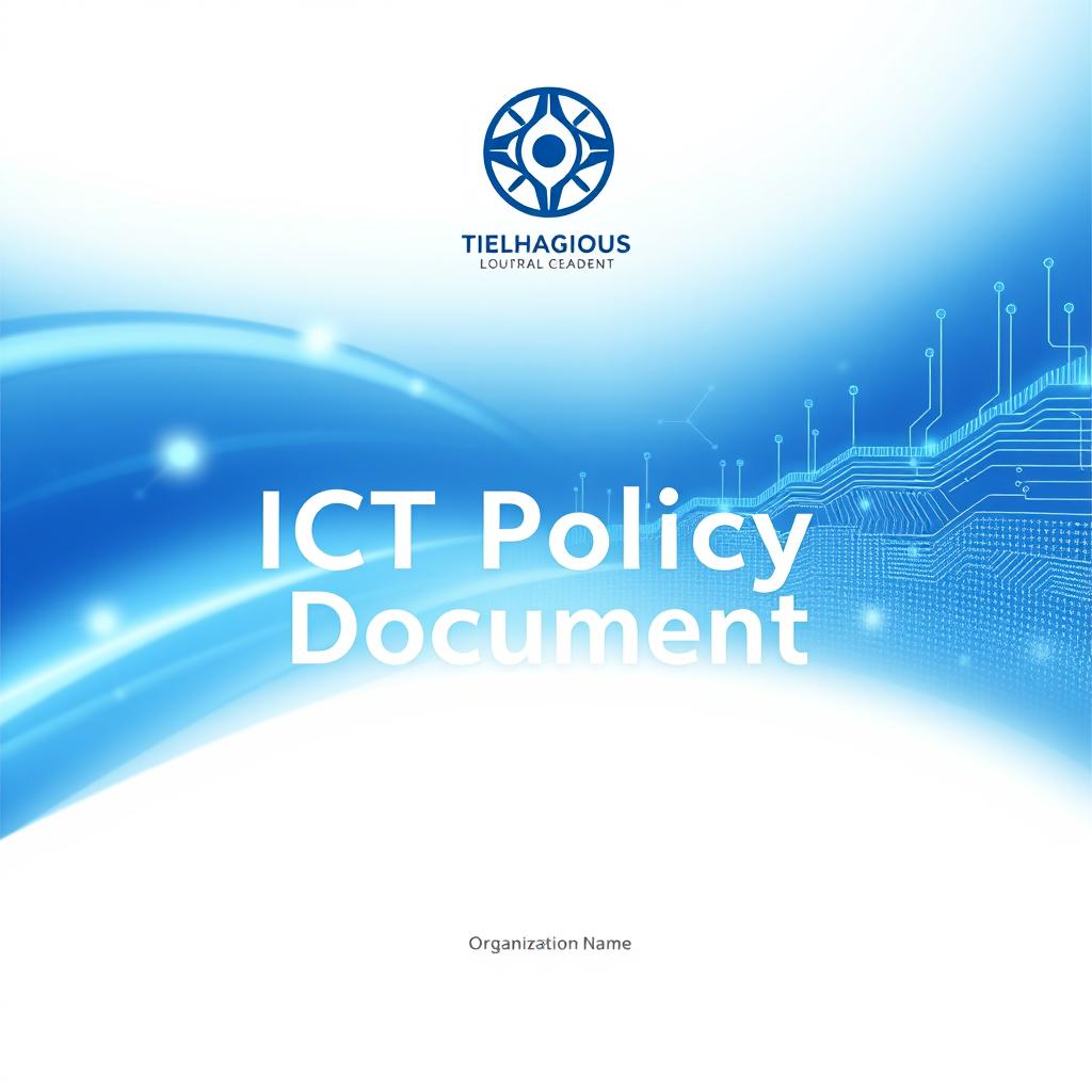 A professional cover page design for an ICT Policy document for an organization