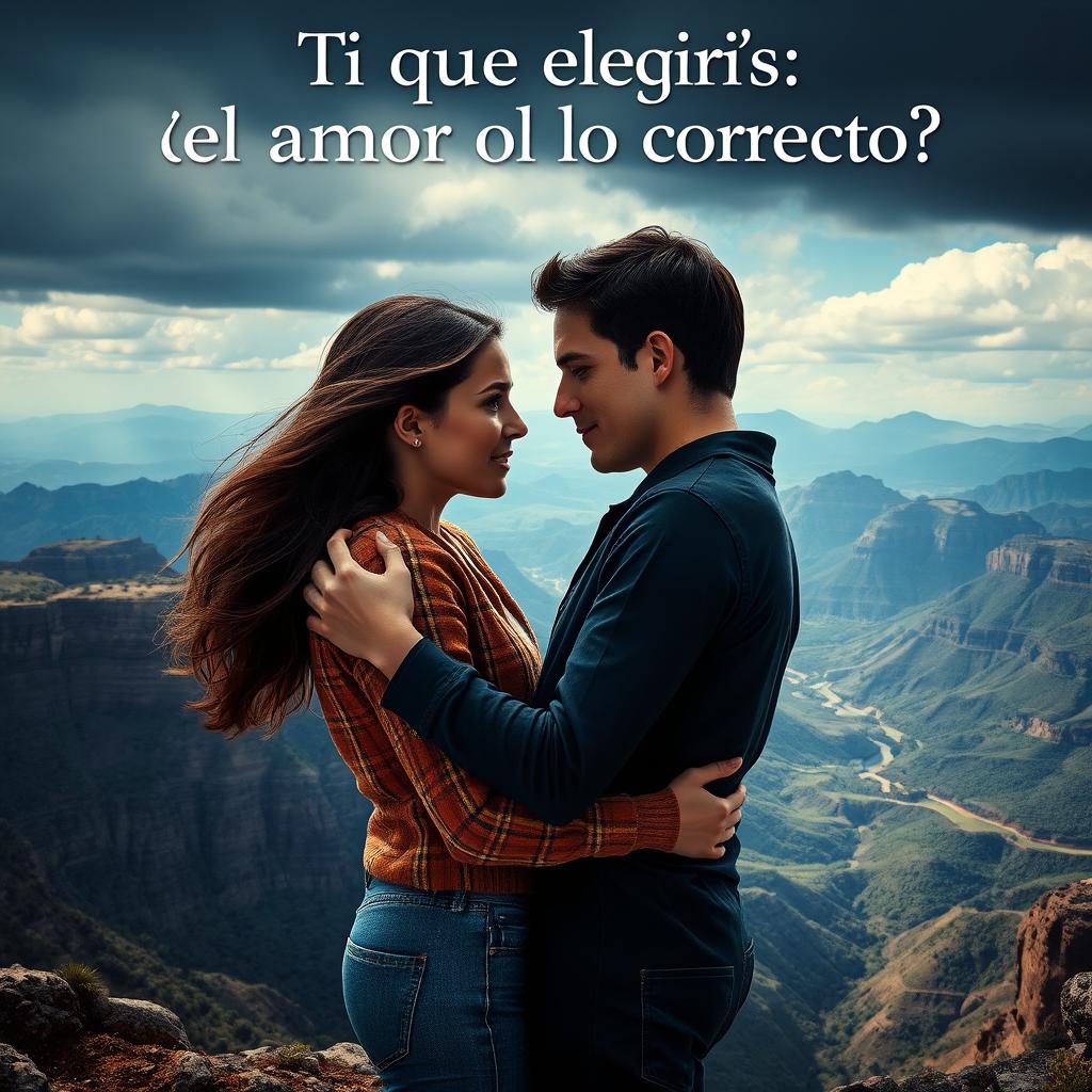 A captivating cinematic poster featuring an impressive landscape, showcasing two individuals who have escaped together