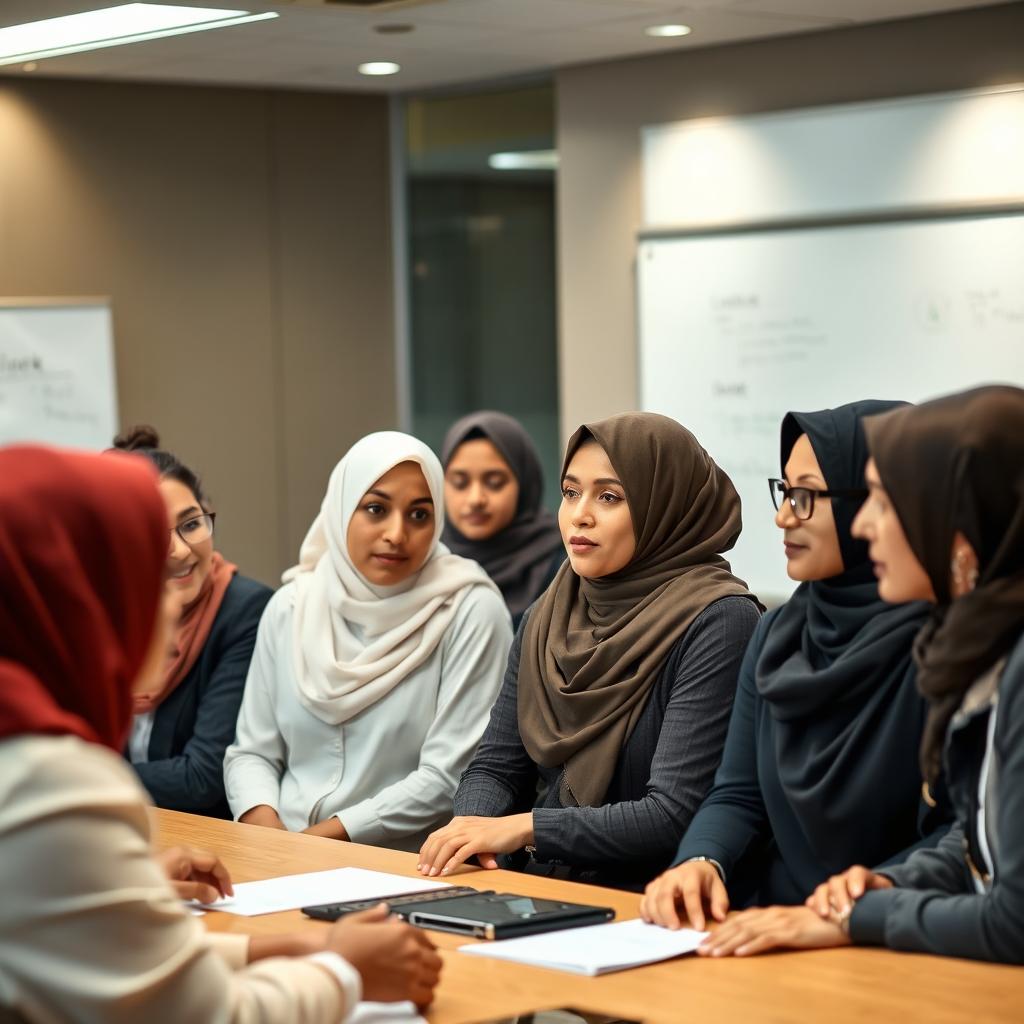A diverse group of colleagues, both men and women, engaged in a professional discussion showcasing the art of effective communication and information classification
