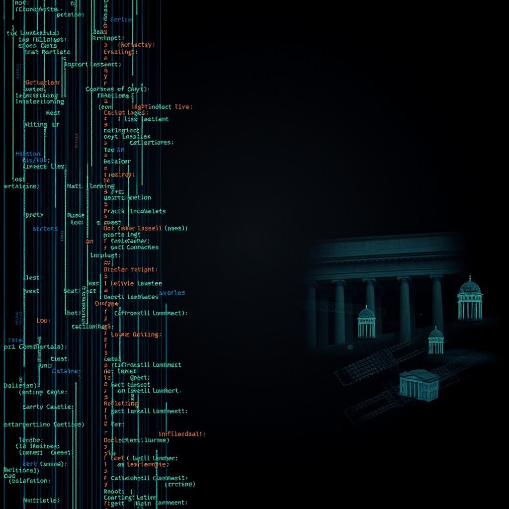 A visually striking desktop wallpaper that creatively juxtaposes elements of computer programming and historical references