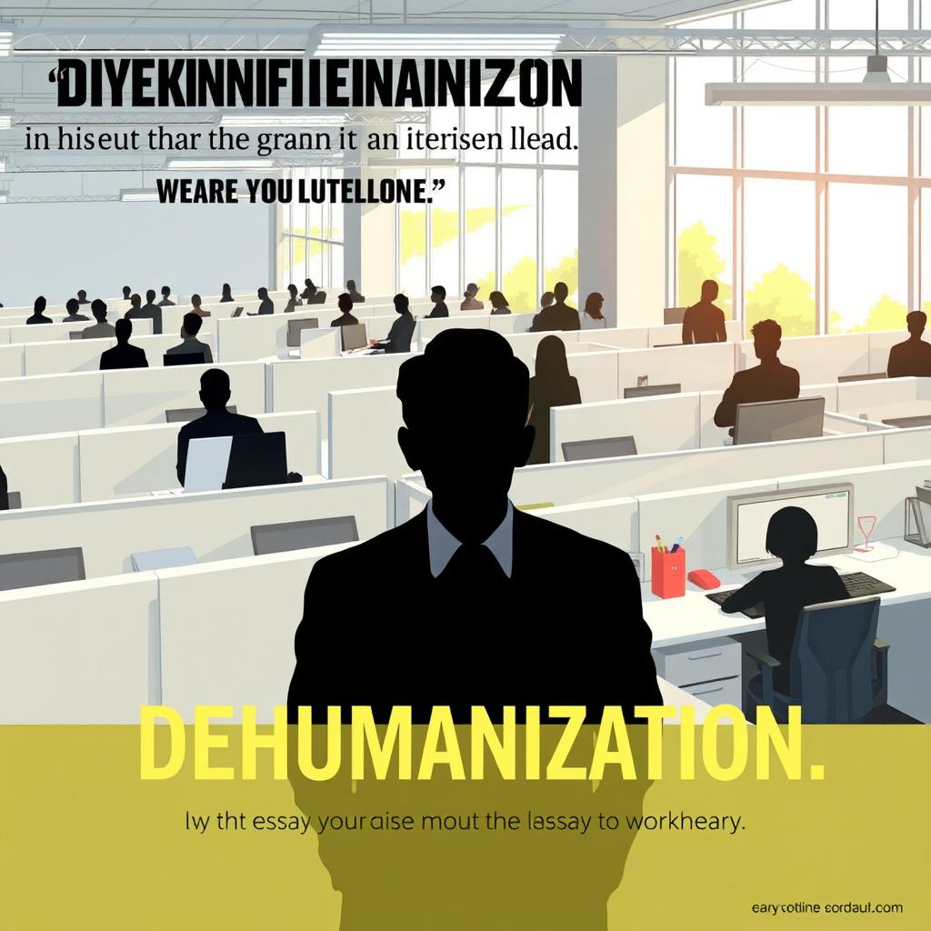 An illustration representing the theme of dehumanization in the workplace with a visually striking design