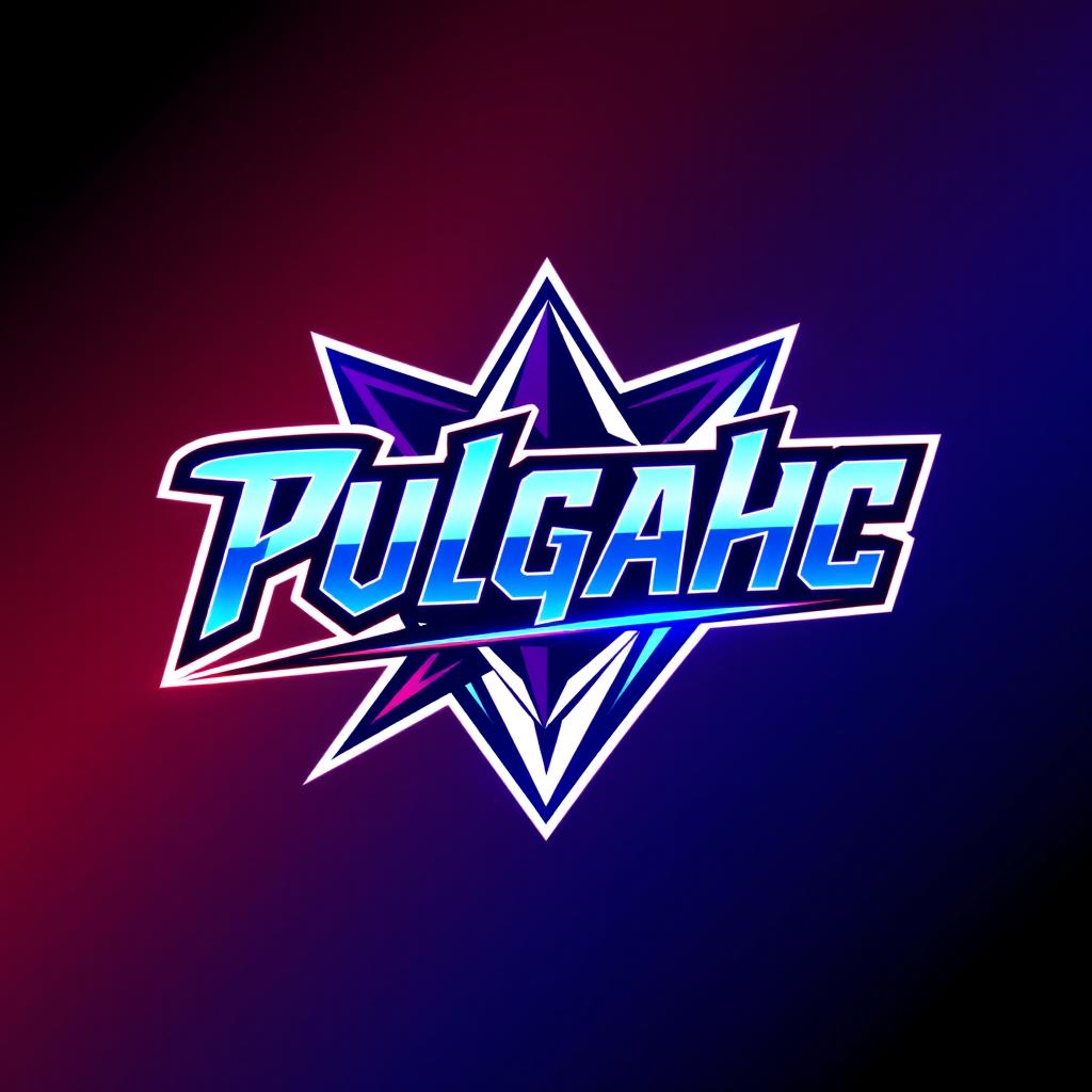 A logo design for a gamer team named 'Pulgahc' inspired by the aesthetics of Valorant