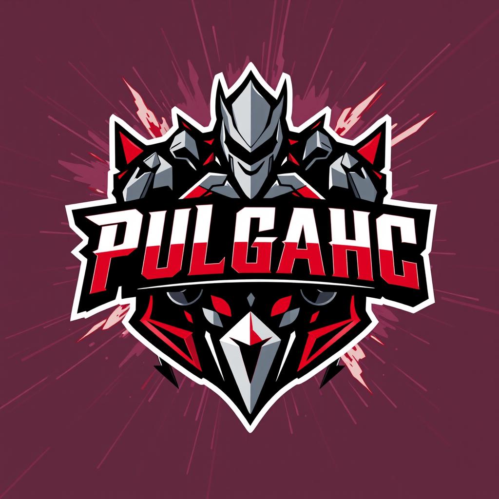A sleek and modern logo design for a gamer brand named 'Pulgahc', inspired by the game Valorant