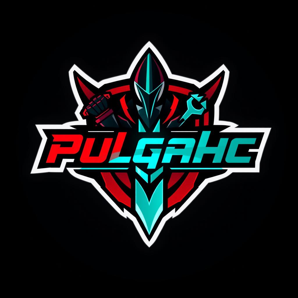 A sleek and modern logo design for a gamer named "Pulgahc", inspired by the popular video game Valorant