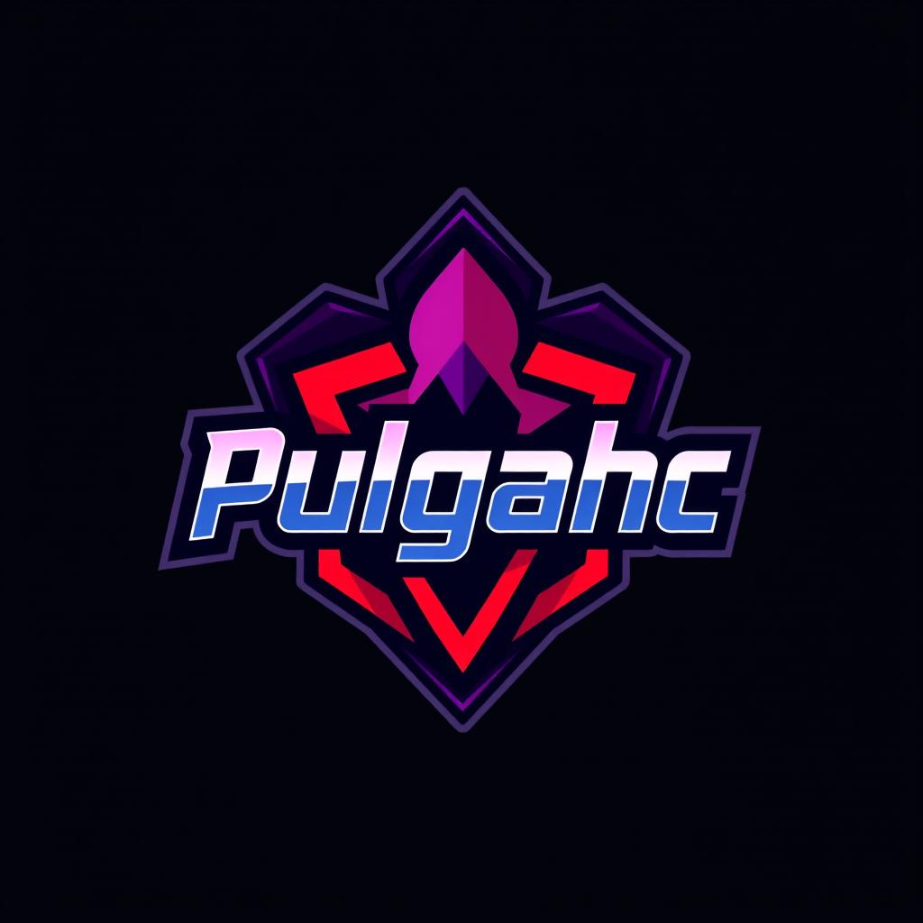 A modern and striking logo design for a gamer named 'Pulgahc', themed around the popular video game Valorant