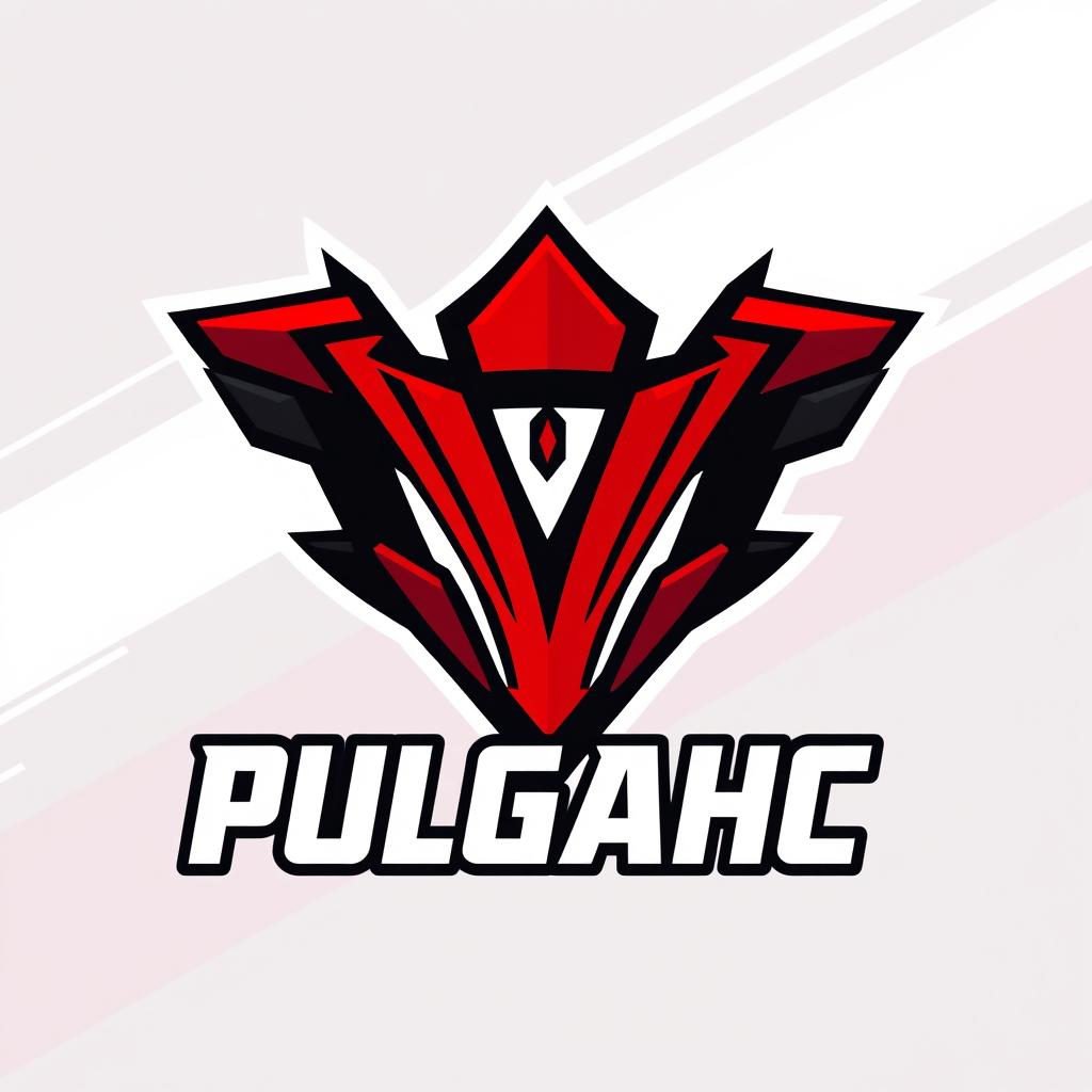 An energetic and striking logo design for a gamer named 'Pulgahc', drawing inspiration from the game Valorant
