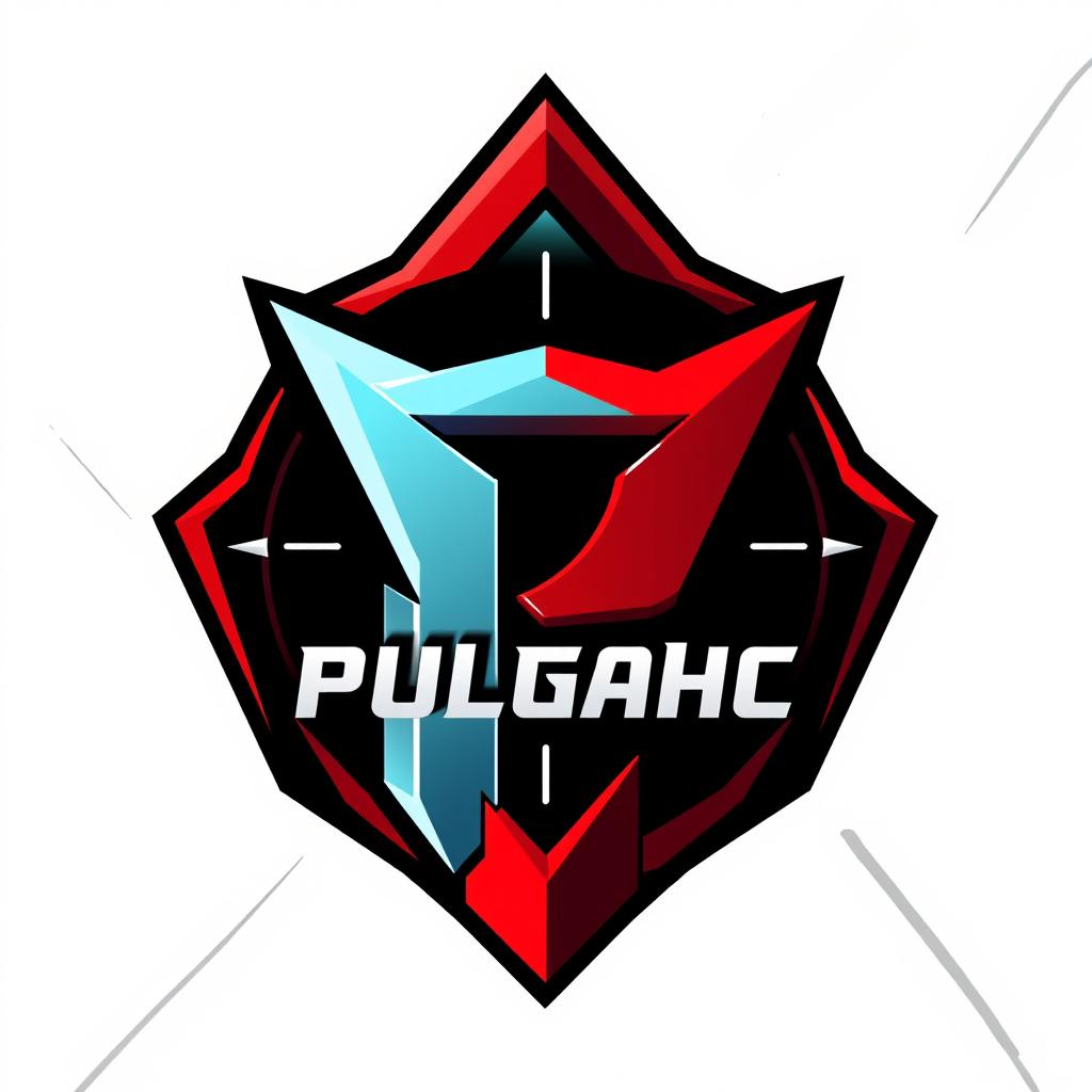 A striking and dynamic logo design for a gamer named 'Pulgahc', heavily inspired by Valorant