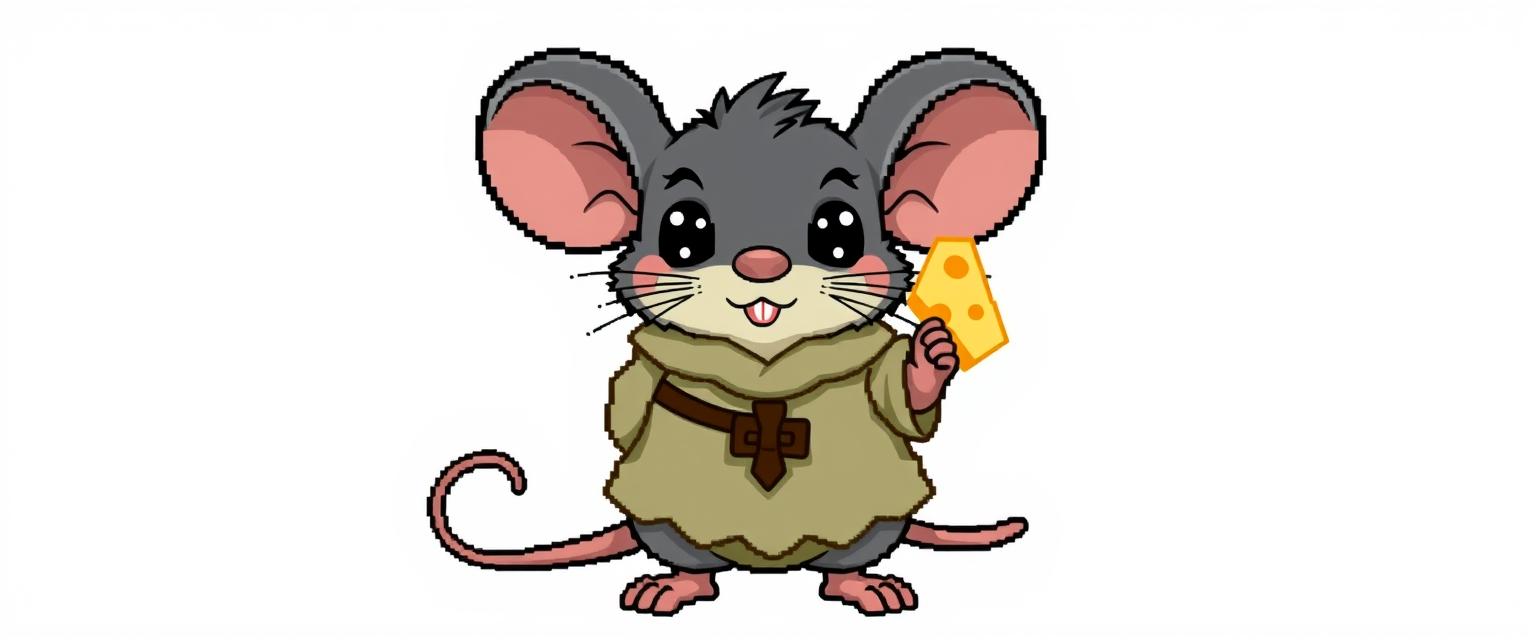 A medieval mouse character, depicted in a front view with a pixelated art style
