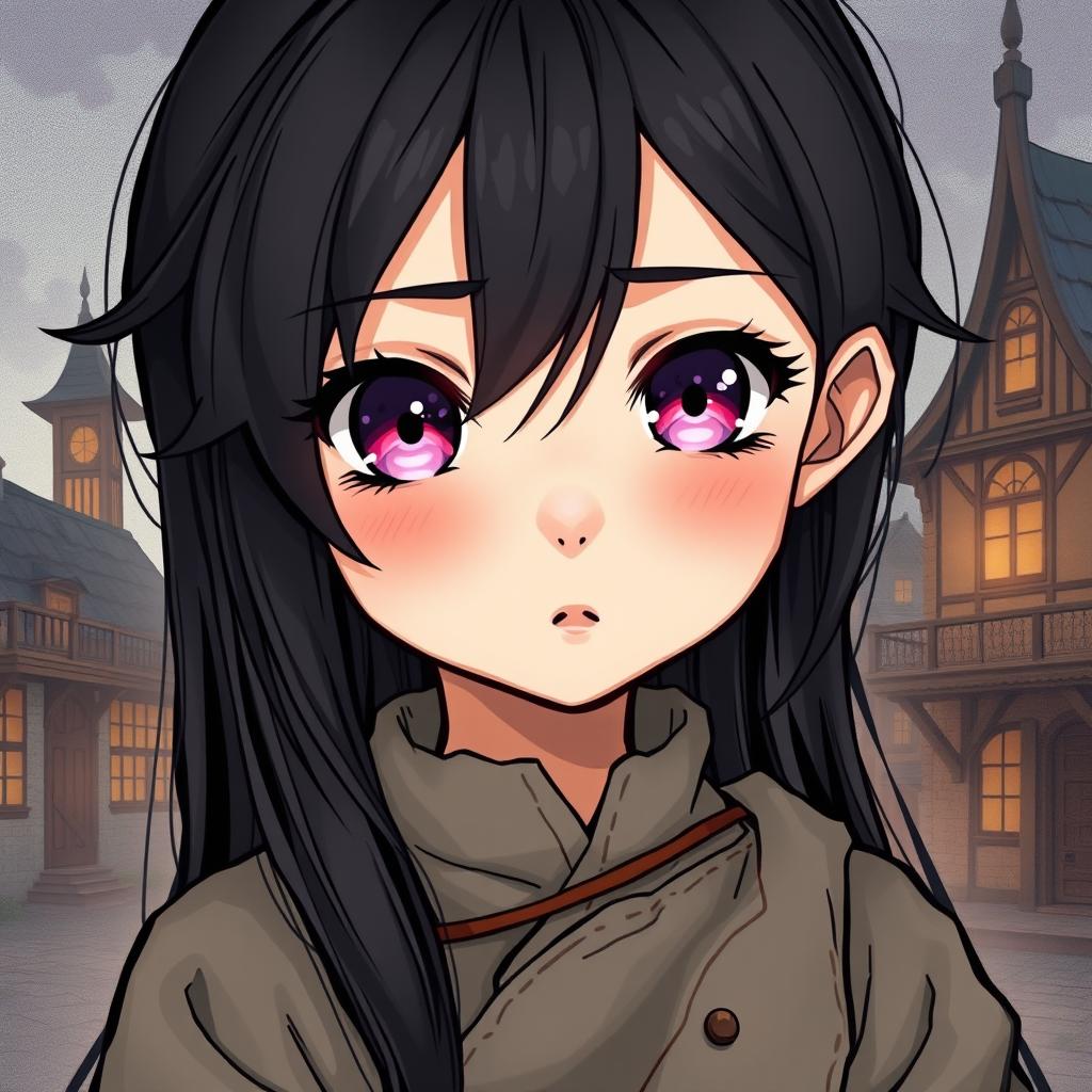 An illustration of a 5-year-old girl in a medieval fantasy manhwa style