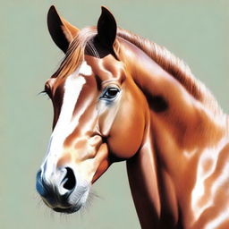 An expertly rendered coloured pencil drawing of a different breed of horse's face, demonstrating the highest quality of craftsmanship