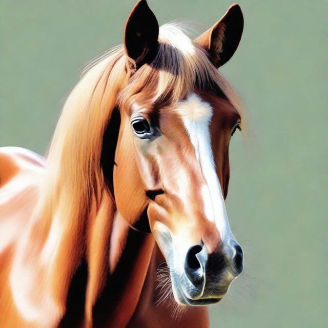 An expertly rendered coloured pencil drawing of a different breed of horse's face, demonstrating the highest quality of craftsmanship