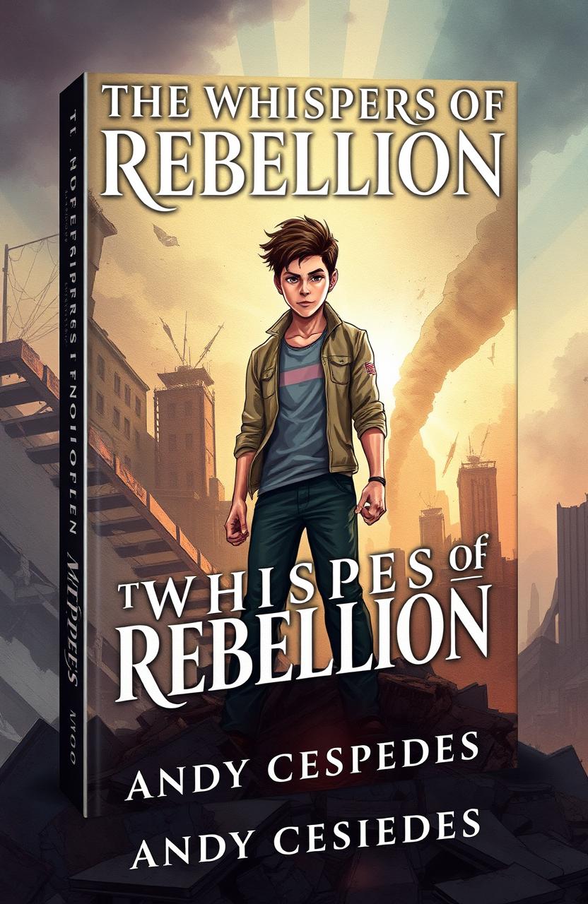 A book cover design for 'The Whispers of Rebellion' by Andy Cespedes, showcasing the theme of rebellion and resilience