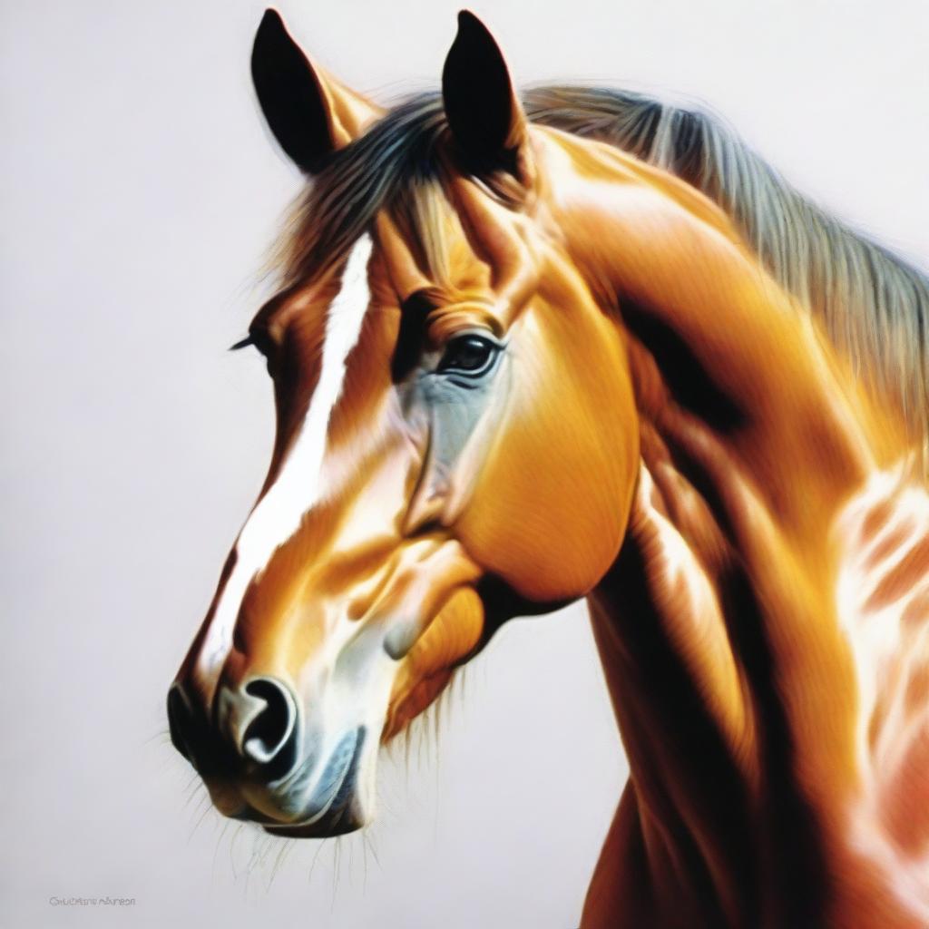 This is a stunning coloured pencil drawing of yet another breed of horse's face, executed with the highest quality