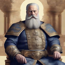 A digital art piece showcasing a middle-aged European king with a majestic beard