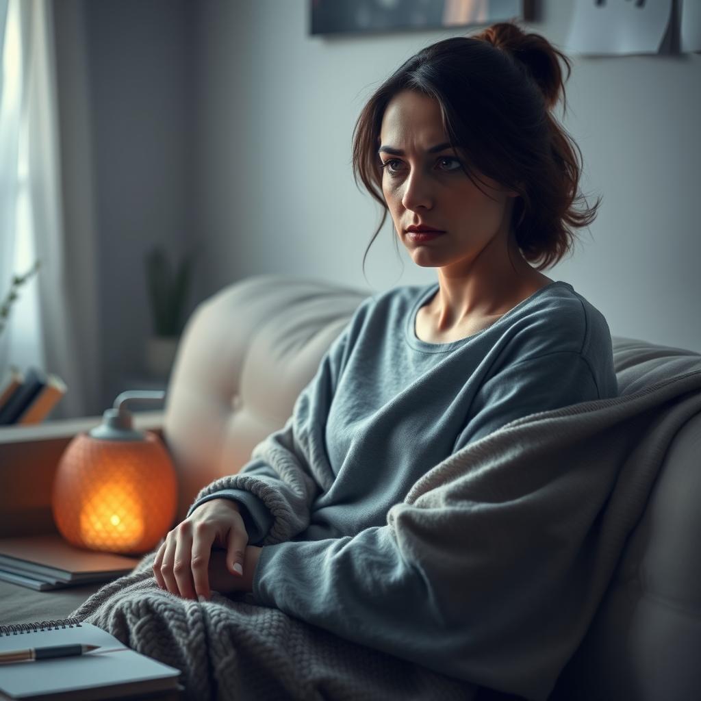 A poignant depiction of a typical woman experiencing depression as part of her bipolar disorder
