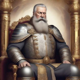 A digital art piece showcasing a middle-aged European king with a majestic beard