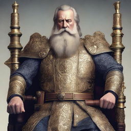 A digital art piece showcasing a middle-aged European king with a majestic beard