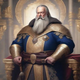 A digital art piece showcasing a middle-aged European king with a majestic beard