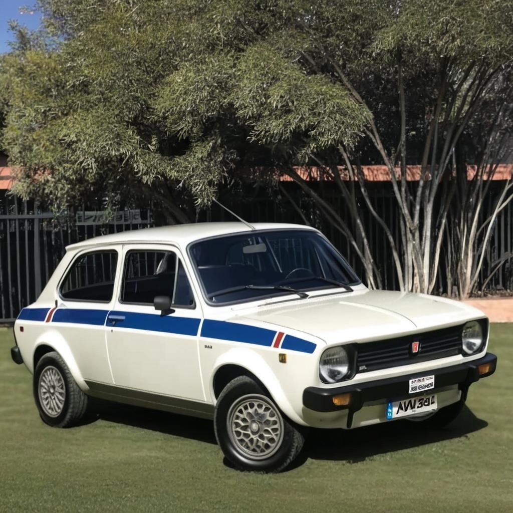 Realistic image of the Fiat 128 IAVA manufactured in Argentina, redesigned with the evolution of a 2025 car. Image with no background or with a transparent background.