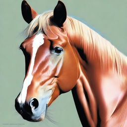 An exquisite coloured pencil drawing of a horse's face, this time featuring a different colour, showcases the highest quality of artistry