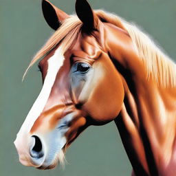 An exquisite coloured pencil drawing of a horse's face, this time featuring a different colour, showcases the highest quality of artistry