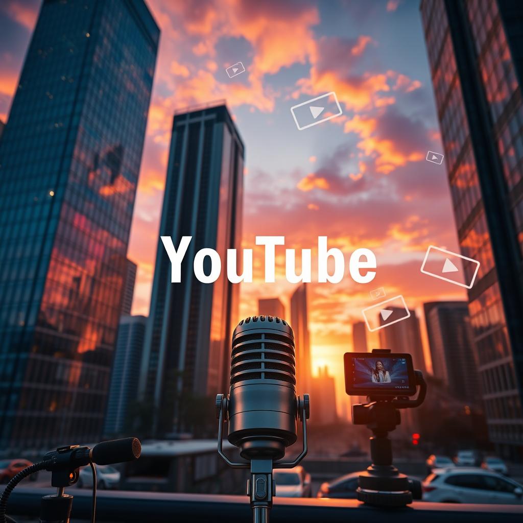 An engaging cinematic YouTube background featuring a dynamic urban skyline at sunset