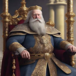 A high-quality digital art depicts a middle-aged European king with a robust beard