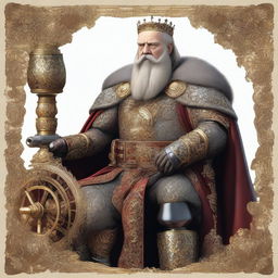 A high-quality digital art depicts a middle-aged European king with a robust beard