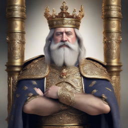 This is a high-quality digital art piece featuring a middle-aged, bearded European king wearing a crown