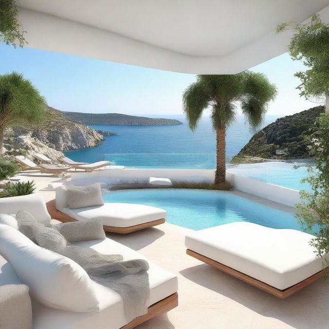 A luxury villa presenting a stunning sea view, topped with an expansive roof terrace for optimal viewing and relaxation.