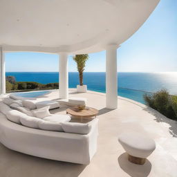 A luxury villa presenting a stunning sea view, topped with an expansive roof terrace for optimal viewing and relaxation.