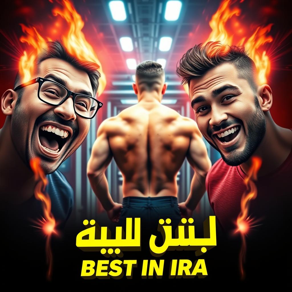 A vibrant and dynamic YouTube thumbnail featuring two excited men with glowing, digitally enhanced faces on either side of the frame