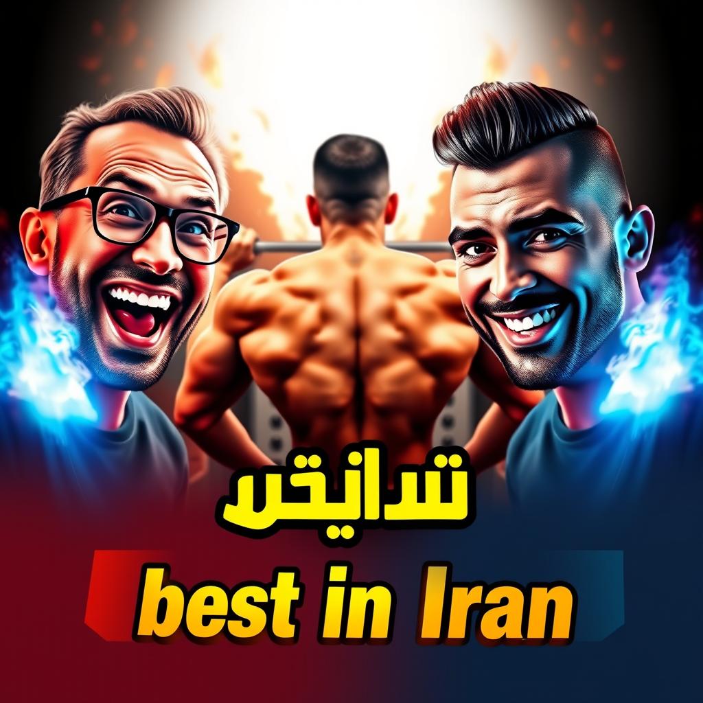 A vibrant and dynamic YouTube thumbnail featuring two excited men with glowing, digitally enhanced faces on either side of the frame