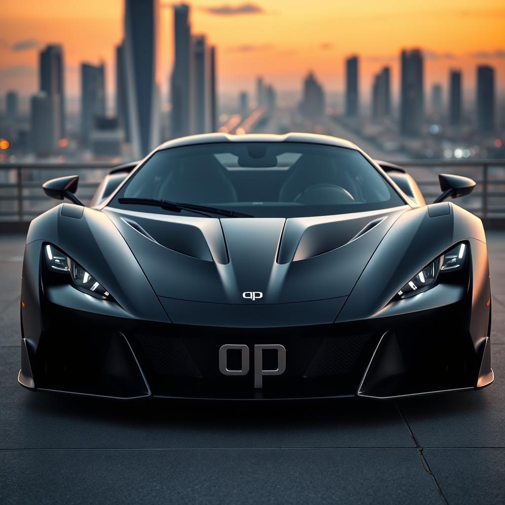 A breathtaking front view of a hyper sports car, showcasing its aggressive stance and aerodynamic features