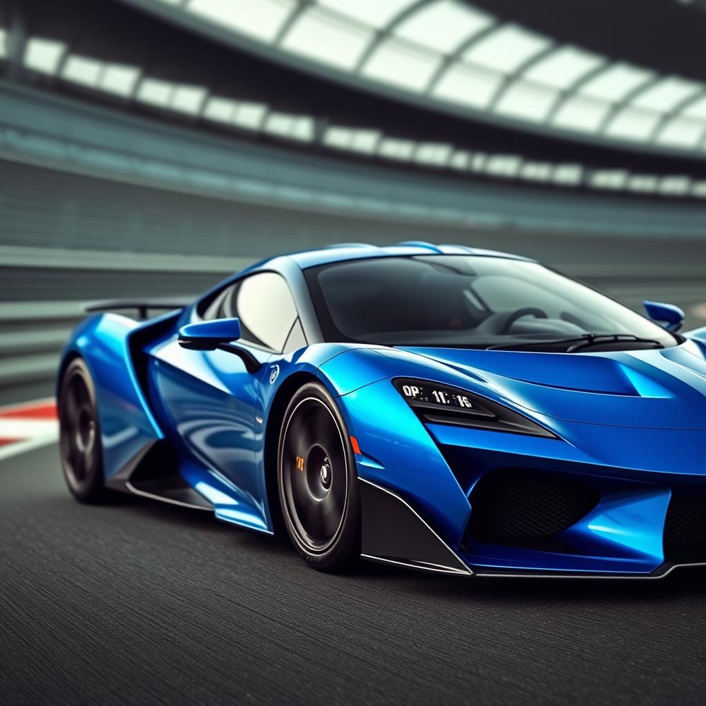 An impressive side view of a hyper sports car, showcasing its sleek and aerodynamic profile