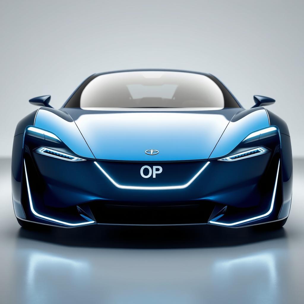 A captivating front view of a hyper electric car, showcasing its modern and sleek design